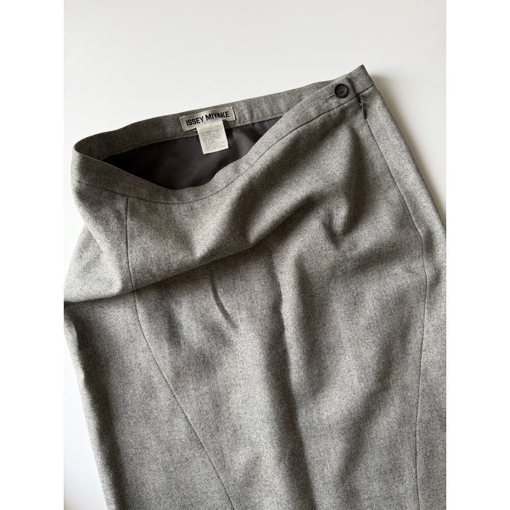 Vintage ISSEY MIYAKE Grey Wool-blend Skirt - Size 2